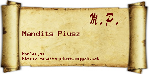 Mandits Piusz névjegykártya
